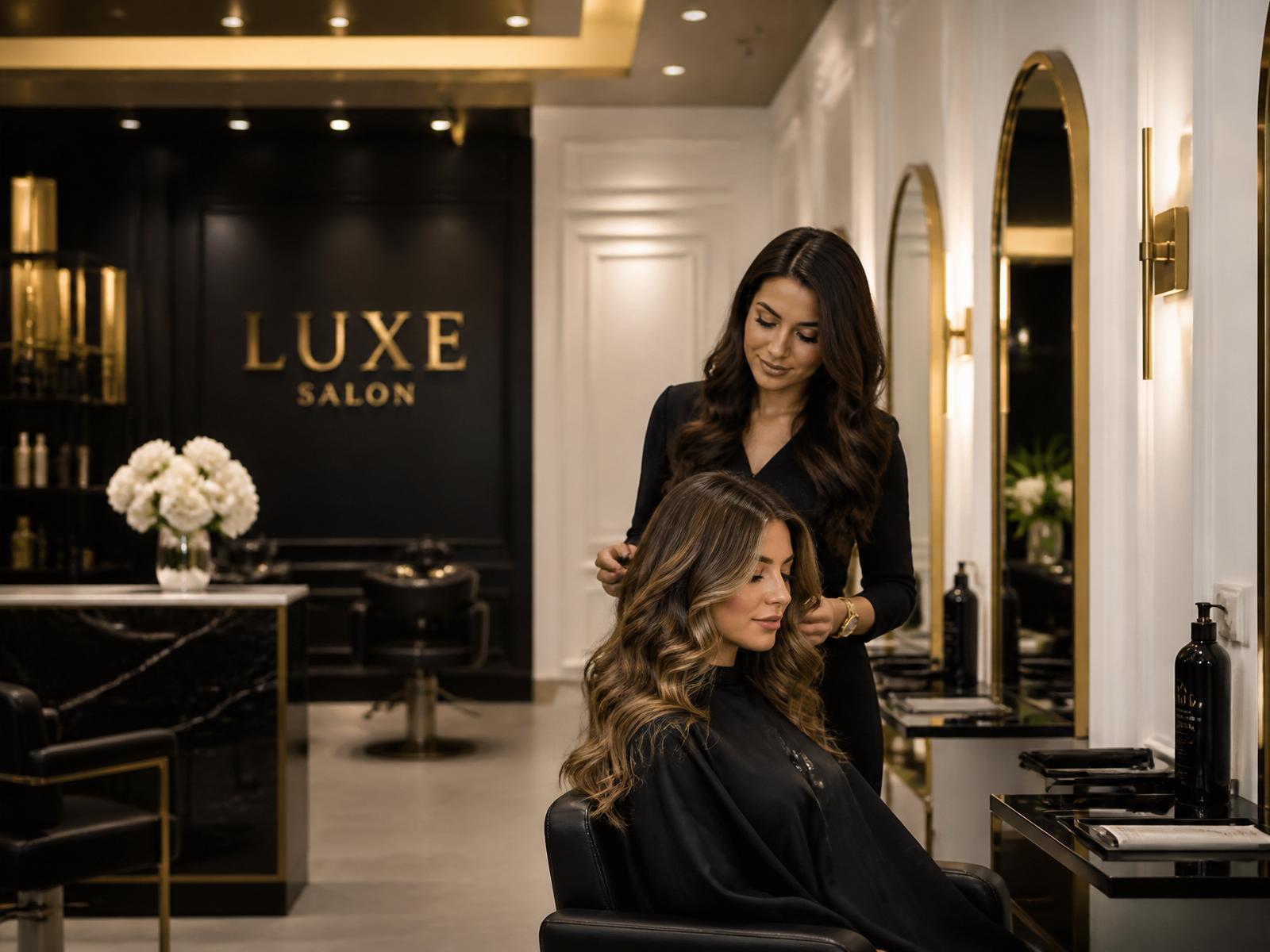 Salão Estudio da Tesoura — ambiente elegante com profissionais atendendo clientes